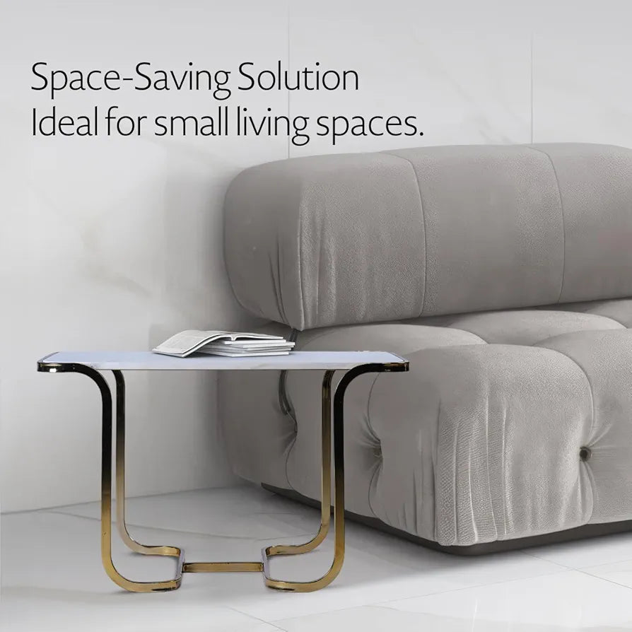 Home Tag Iron Marble Nesting Tables - Elegant Marble Nesting Table Set with Luxurious White Marble Tops, Golden Metal Frames, Versatile Nested Design, and Easy to Clean Surfaces by Home Tag Decors