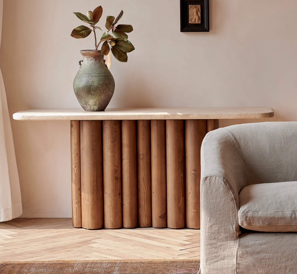 Sculpted Wooden Console Table