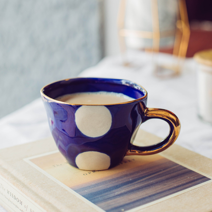 Ceramic Cup with Gold Handle