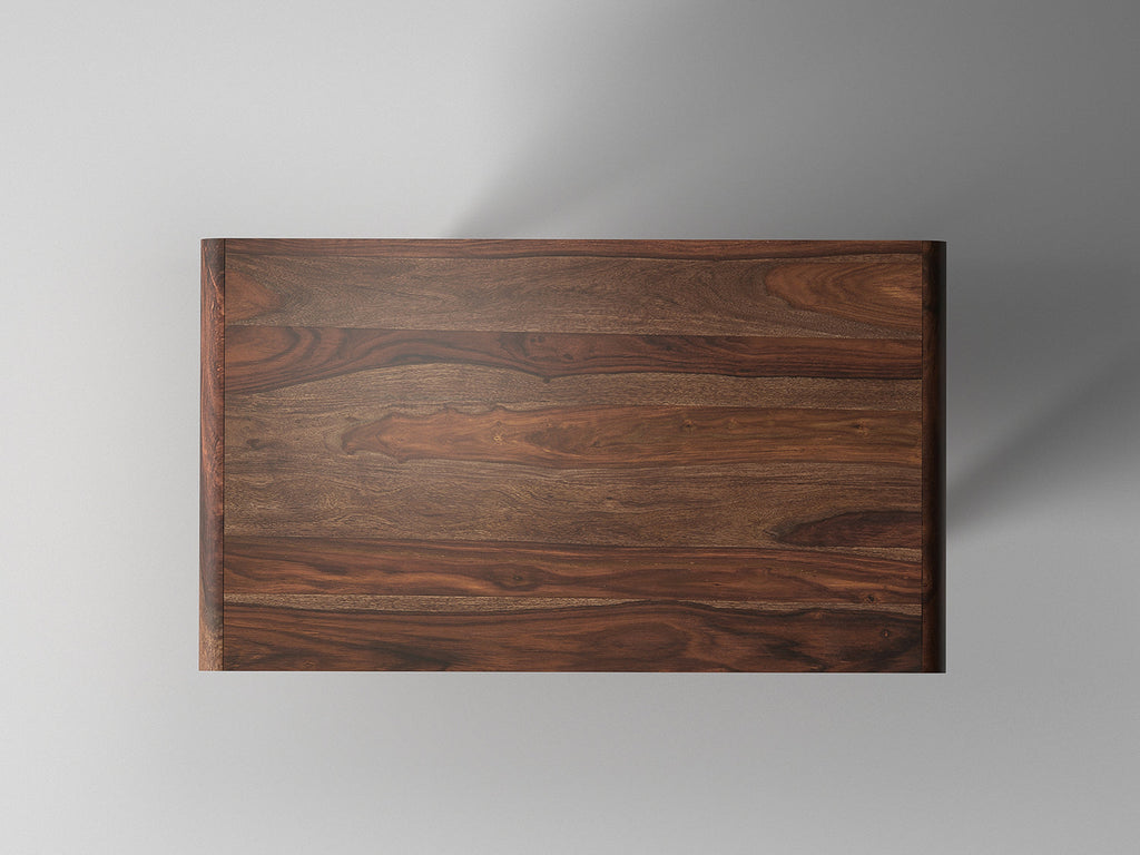 Coffee table, solid sheesham wood and steel