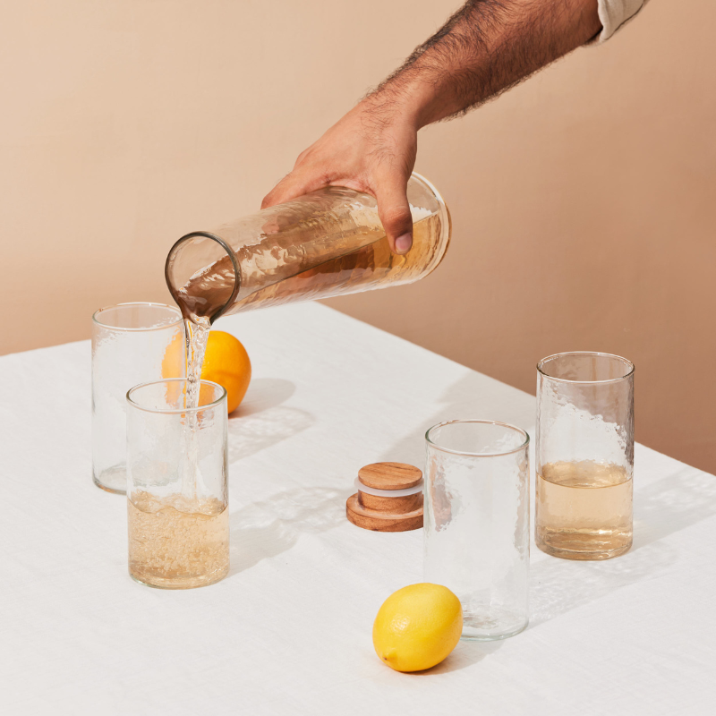 Hammered Glasses and Carafe