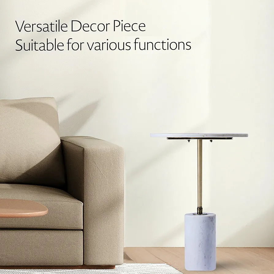 Home Tag Iron Marble End Table - Starburst Inlay Marble Table with Luxurious Marble Top and Base, Elegant Golden Accent, Versatile Decor Piece, and Robust Construction