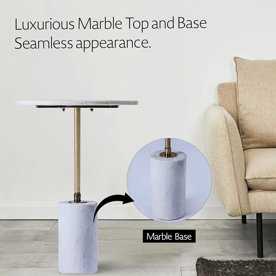 Home Tag Iron Marble End Table - Starburst Inlay Marble Table with Luxurious Marble Top and Base, Elegant Golden Accent, Versatile Decor Piece, and Robust Construction