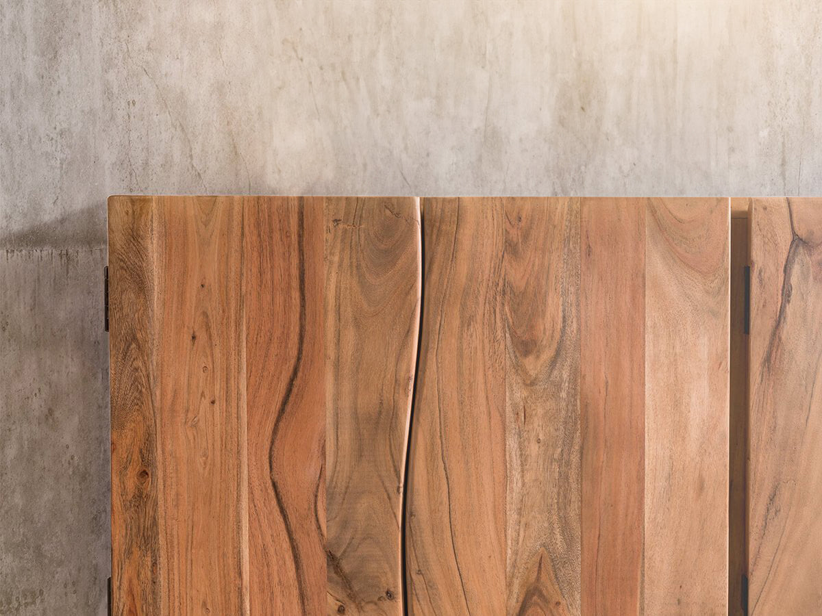 Sideboard, solid acacia wood and steel, 6 doors