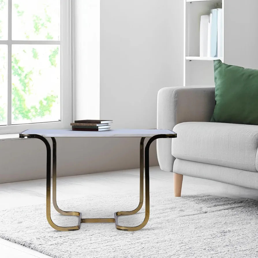 Home Tag Iron Marble Nesting Tables - Elegant Marble Nesting Table Set with Luxurious White Marble Tops, Golden Metal Frames, Versatile Nested Design, and Easy to Clean Surfaces by Home Tag Decors