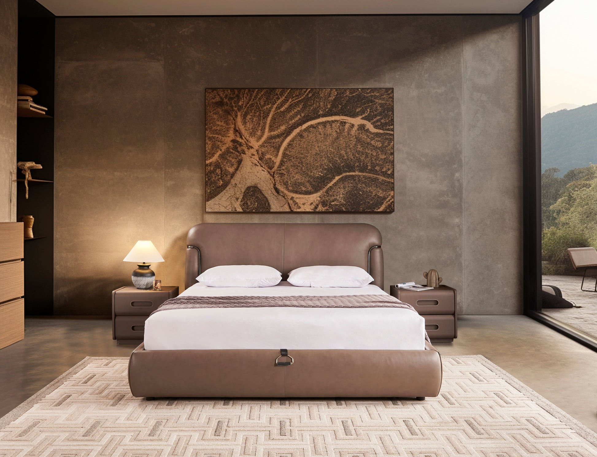 Auburn Leather Bed