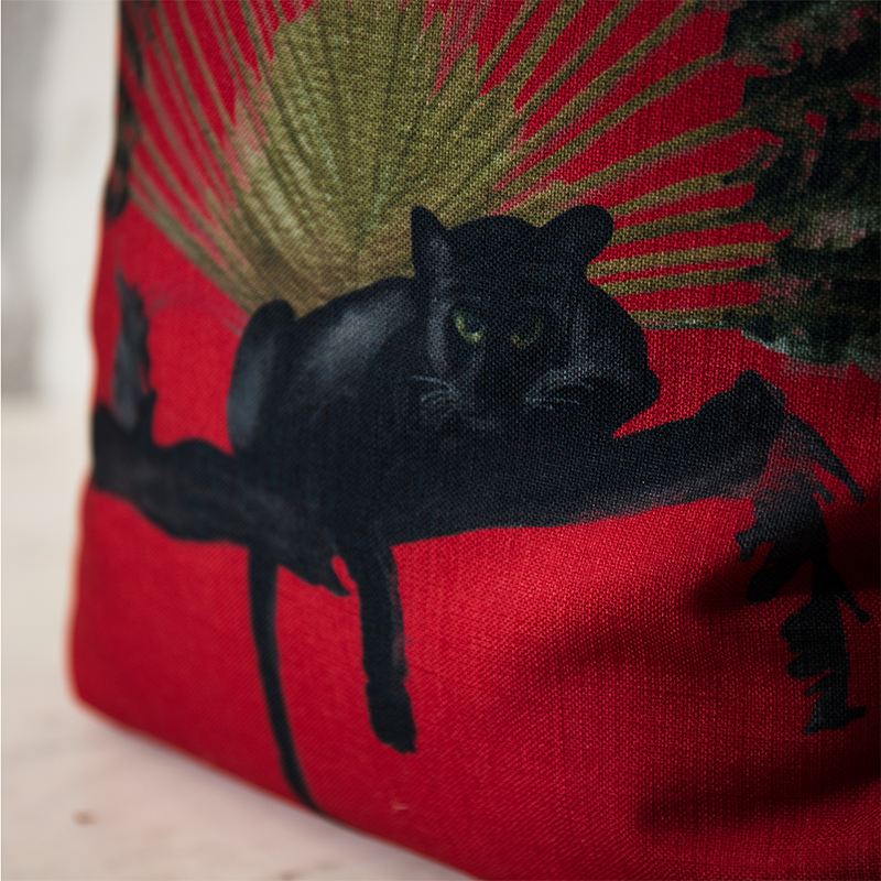 Crimson Palm Jaguar Print