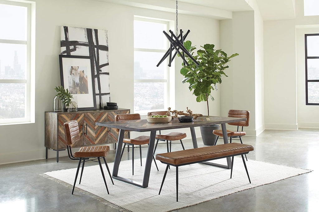 6 Seater dining table, solid mango wood and steel