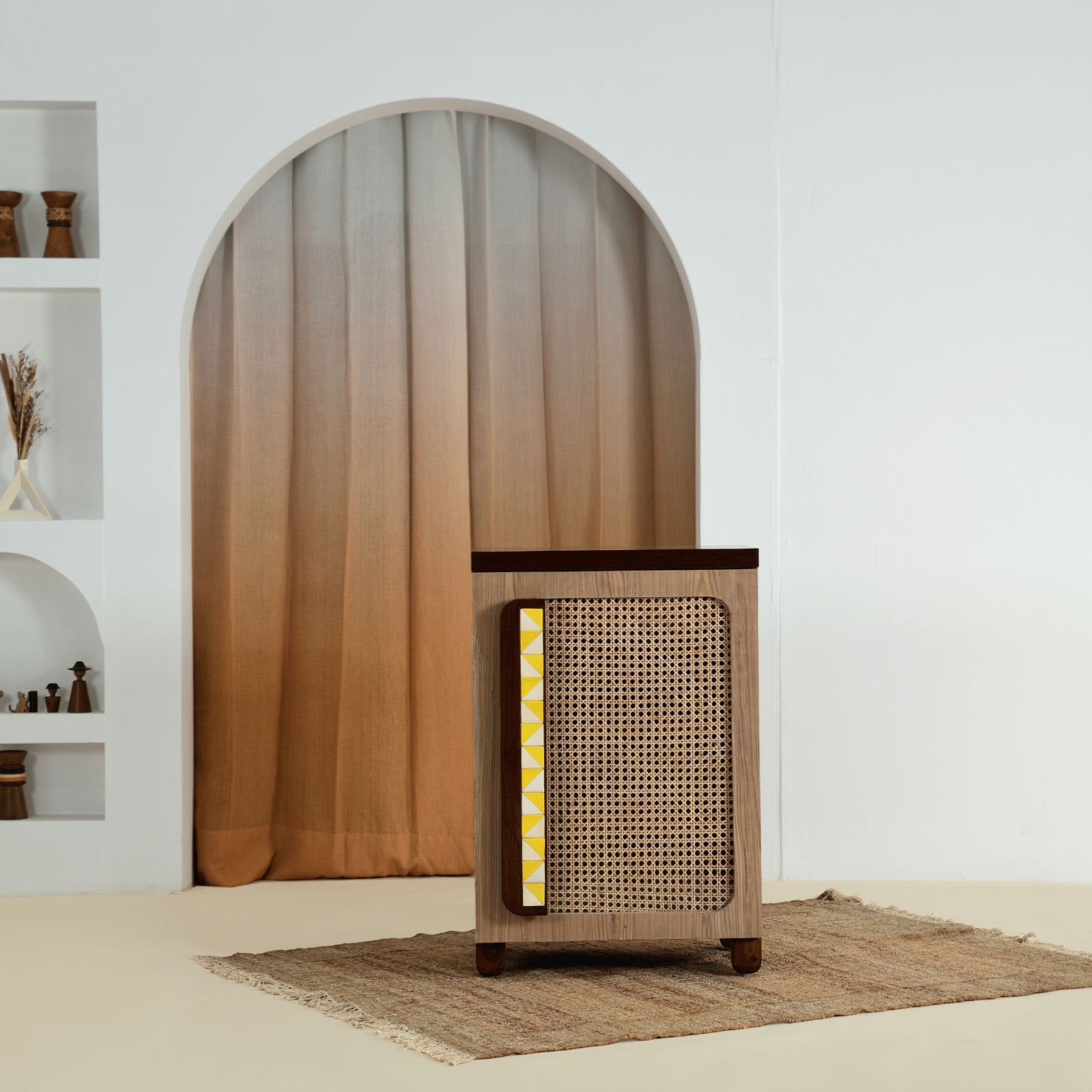 Cocoa Cane Single Door Cabinet