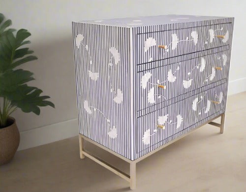 Floral inlay luxury console