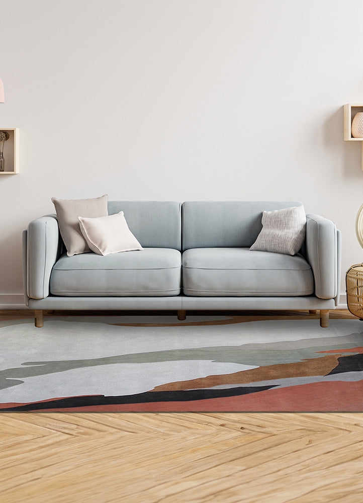 Abstract Stroke Wool Botanical Silk & Wool Carpet