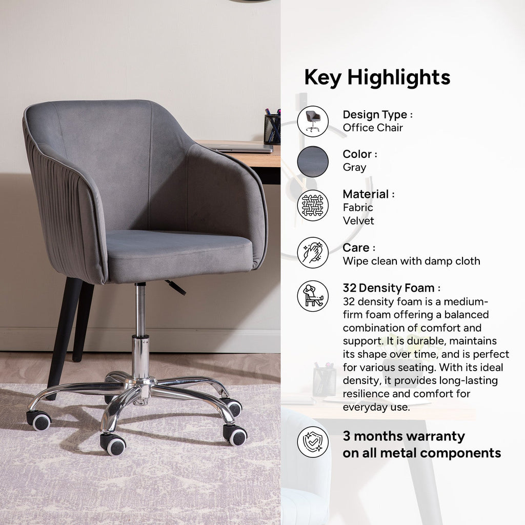 Home Office Chair With Wheels Grey