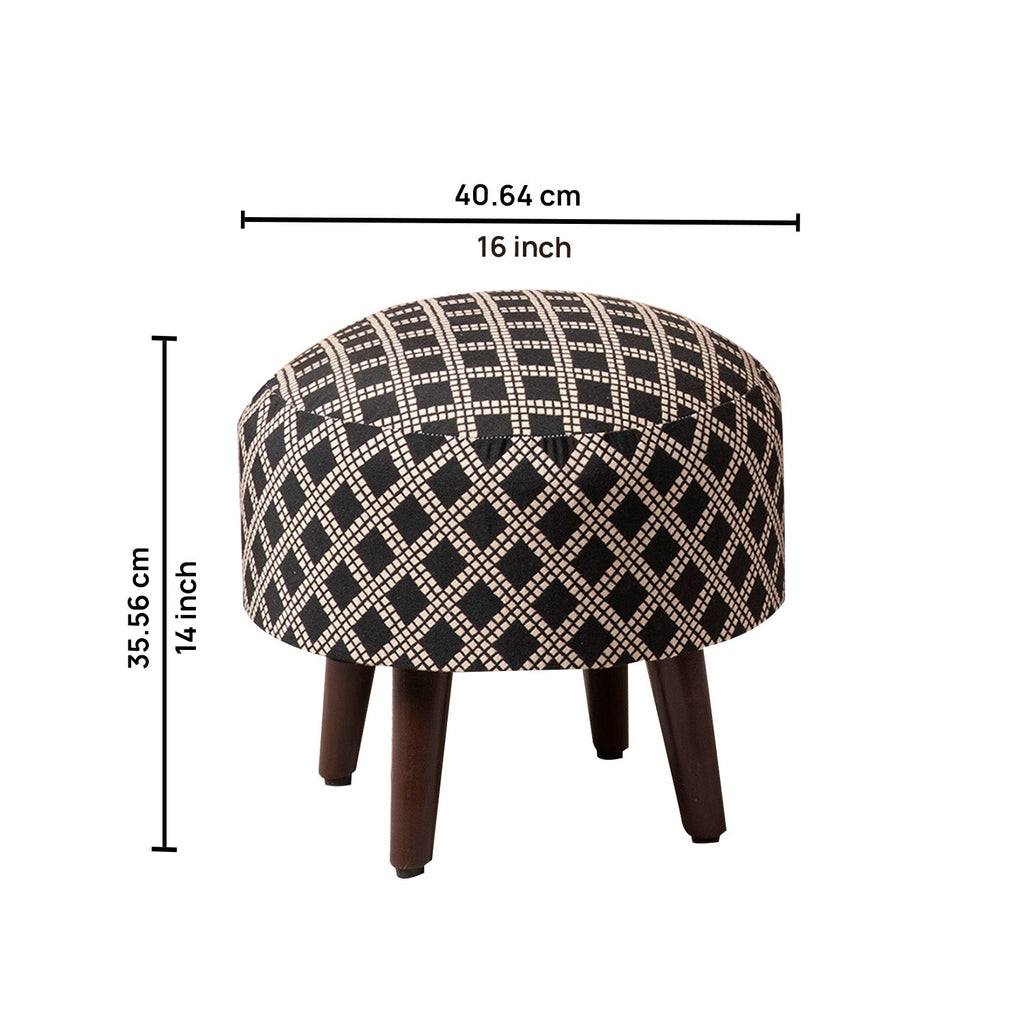 Black Diamond Woven Ottoman Set of 2