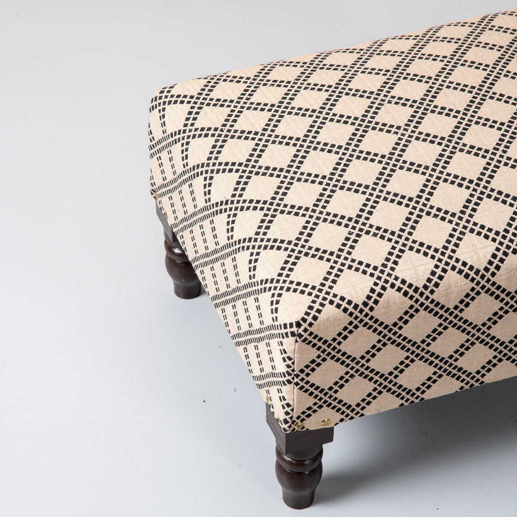Quad Jacquard Wooden Footrests in Cream Color