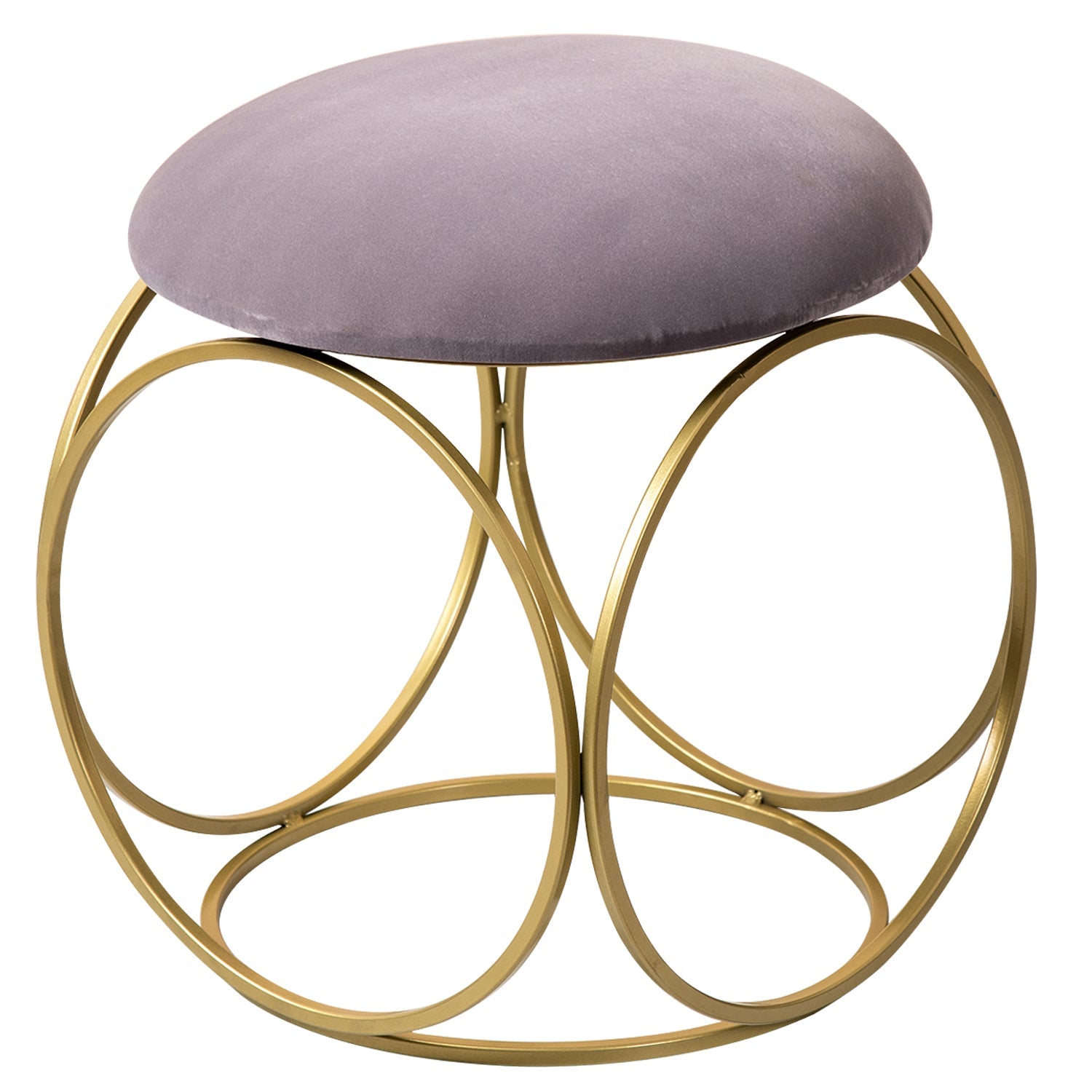 Classic Velvet Ring Metallic Stool in Grey Color Set of 2