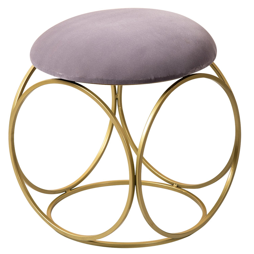 Classic Velvet Ring Metallic Stool in Grey Color