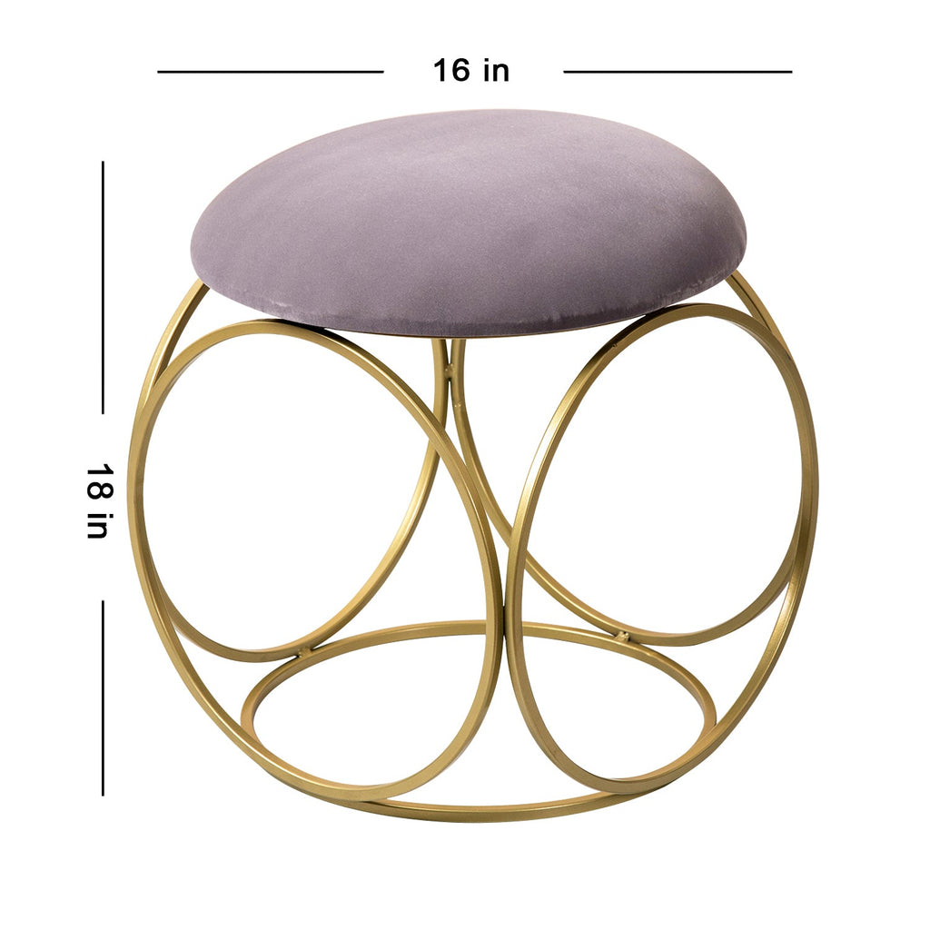 Classic Velvet Ring Metallic Stool in Grey Color