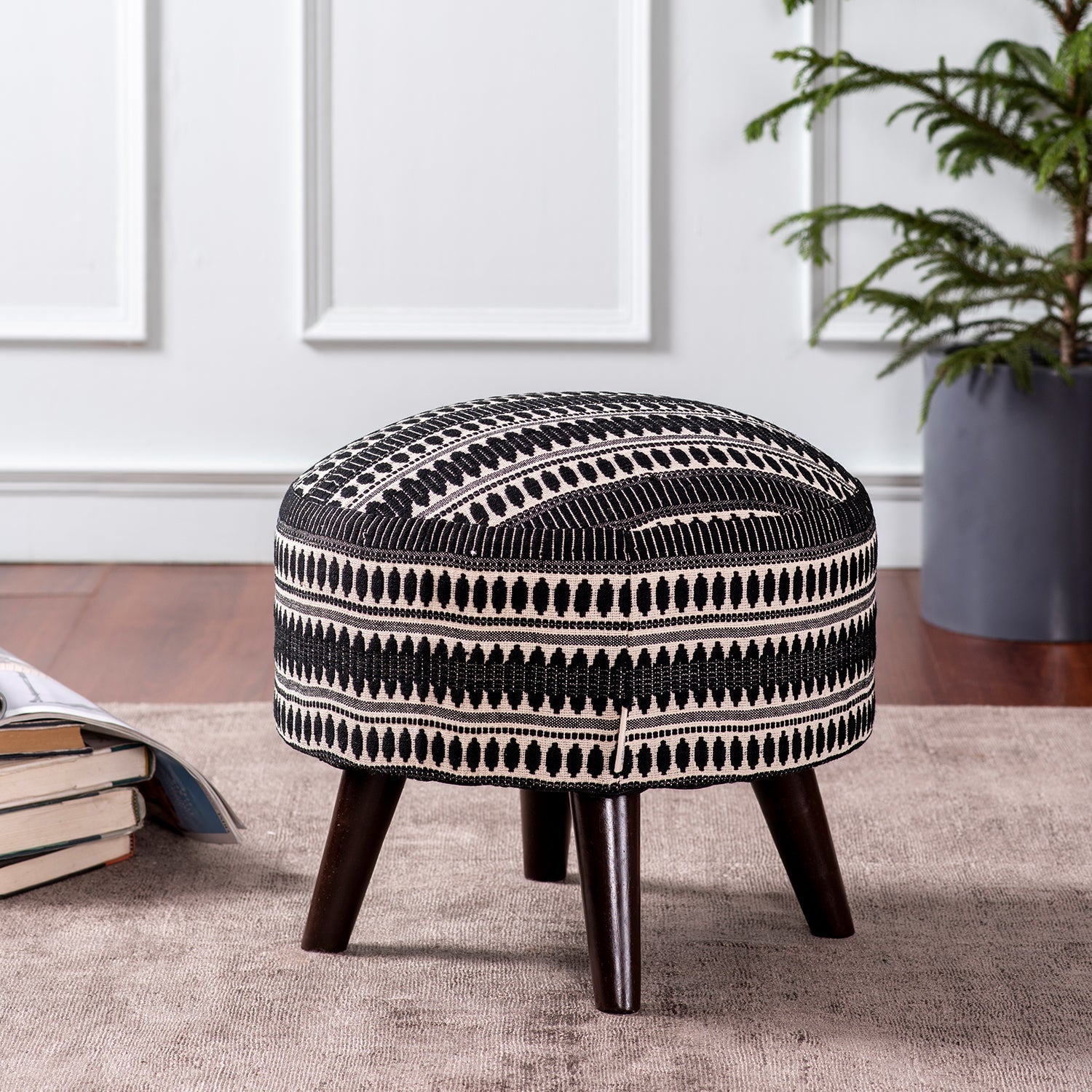 Black & White Bohemian Ottoman