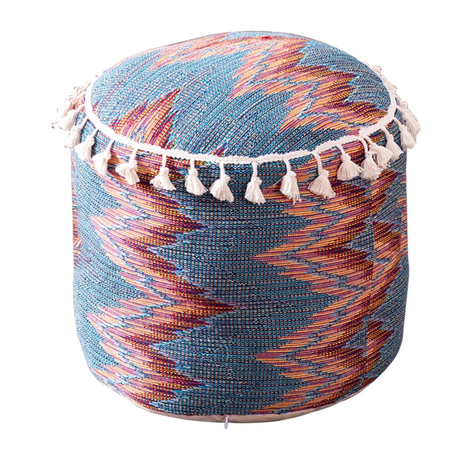 Blue Zig Zag Pouf with filler set of 2