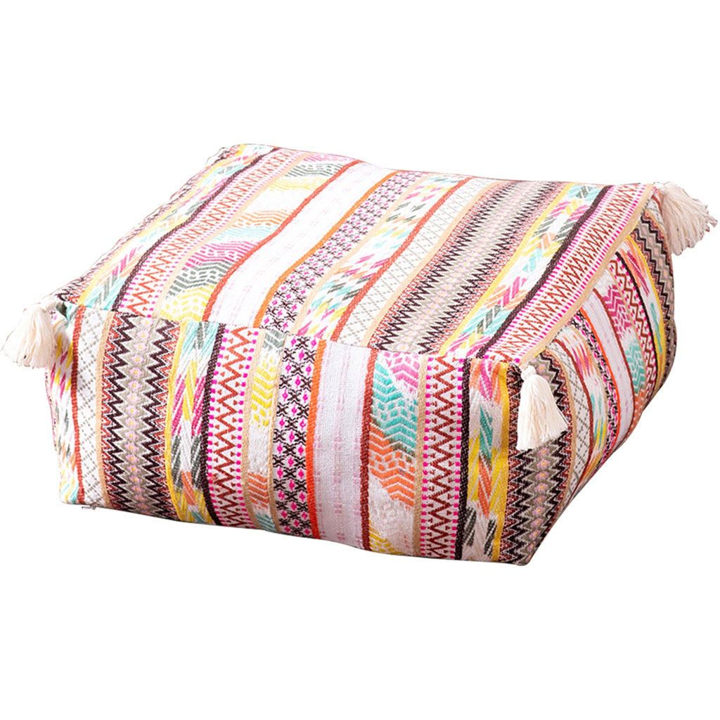 Hues Jacquard Pouf in Multi Color Set of 2