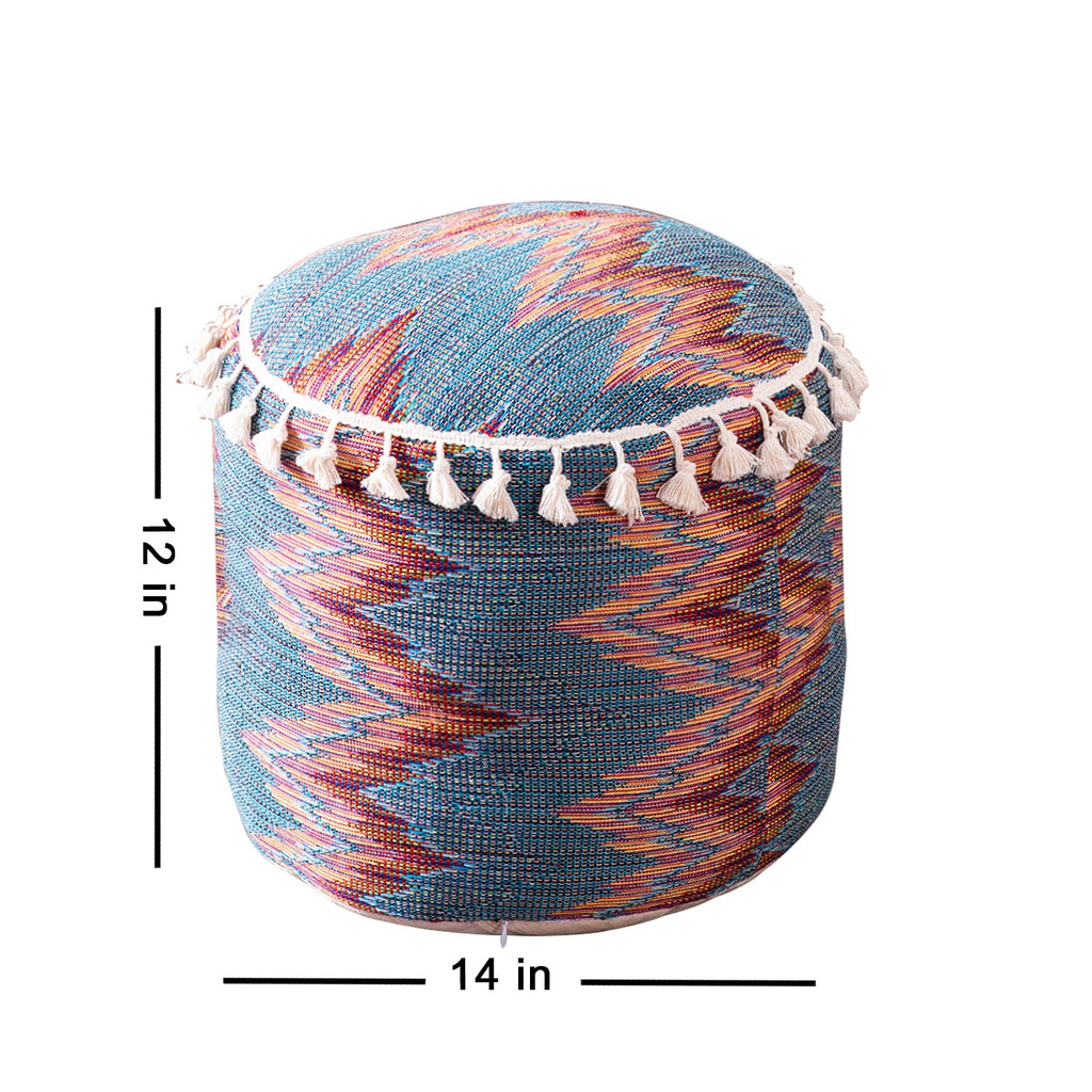 Blue Zig Zag Pouf with filler set of 2