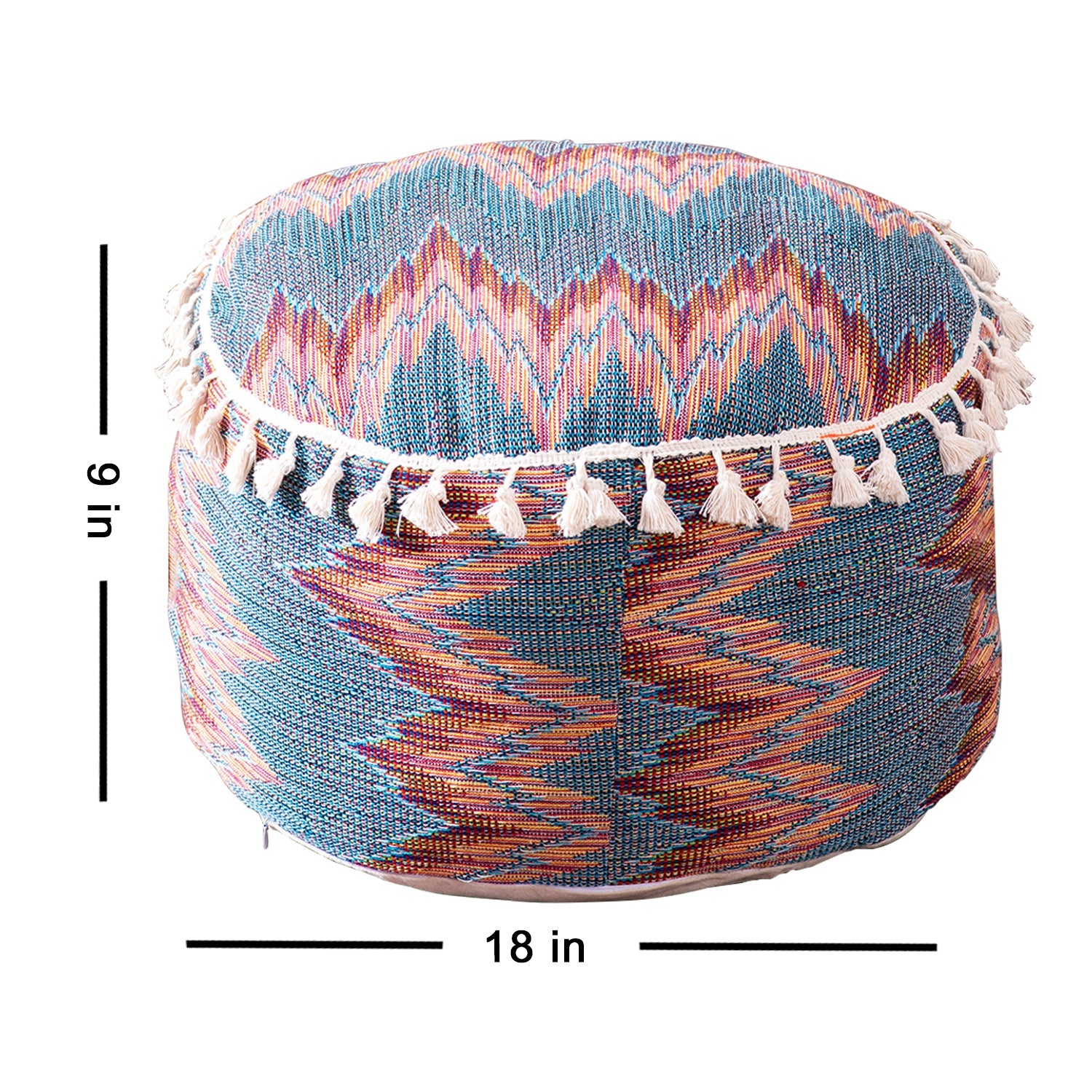 Blue Zig Zag Pouf with filler Set of 2