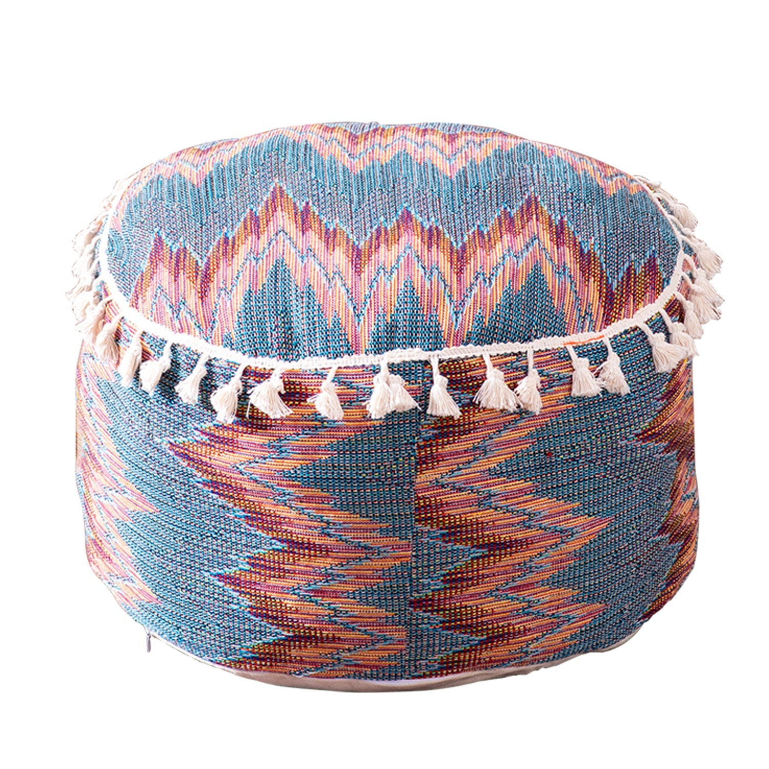 Blue Zig Zag Pouf with filler