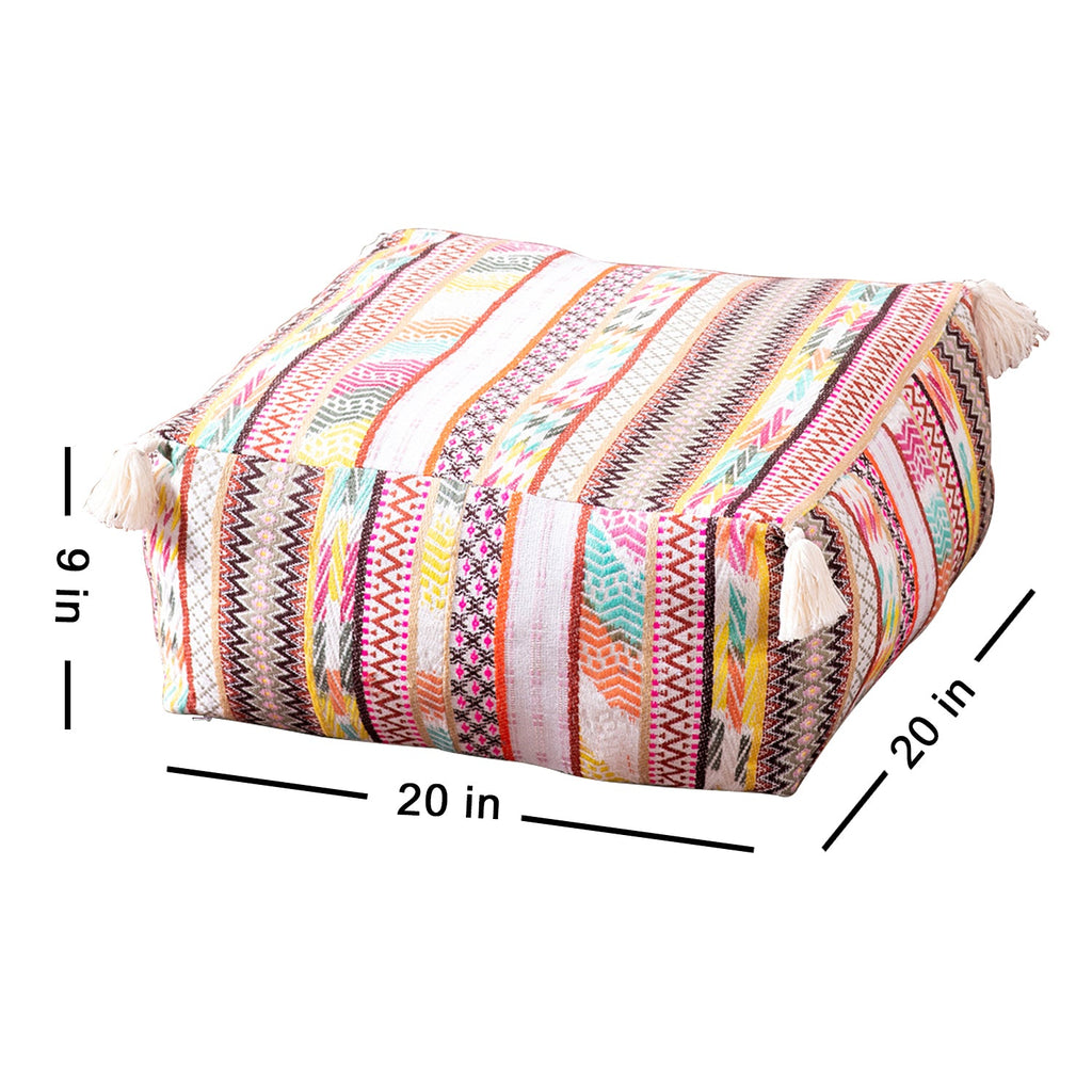 Hues Jacquard Pouf in Multi Color