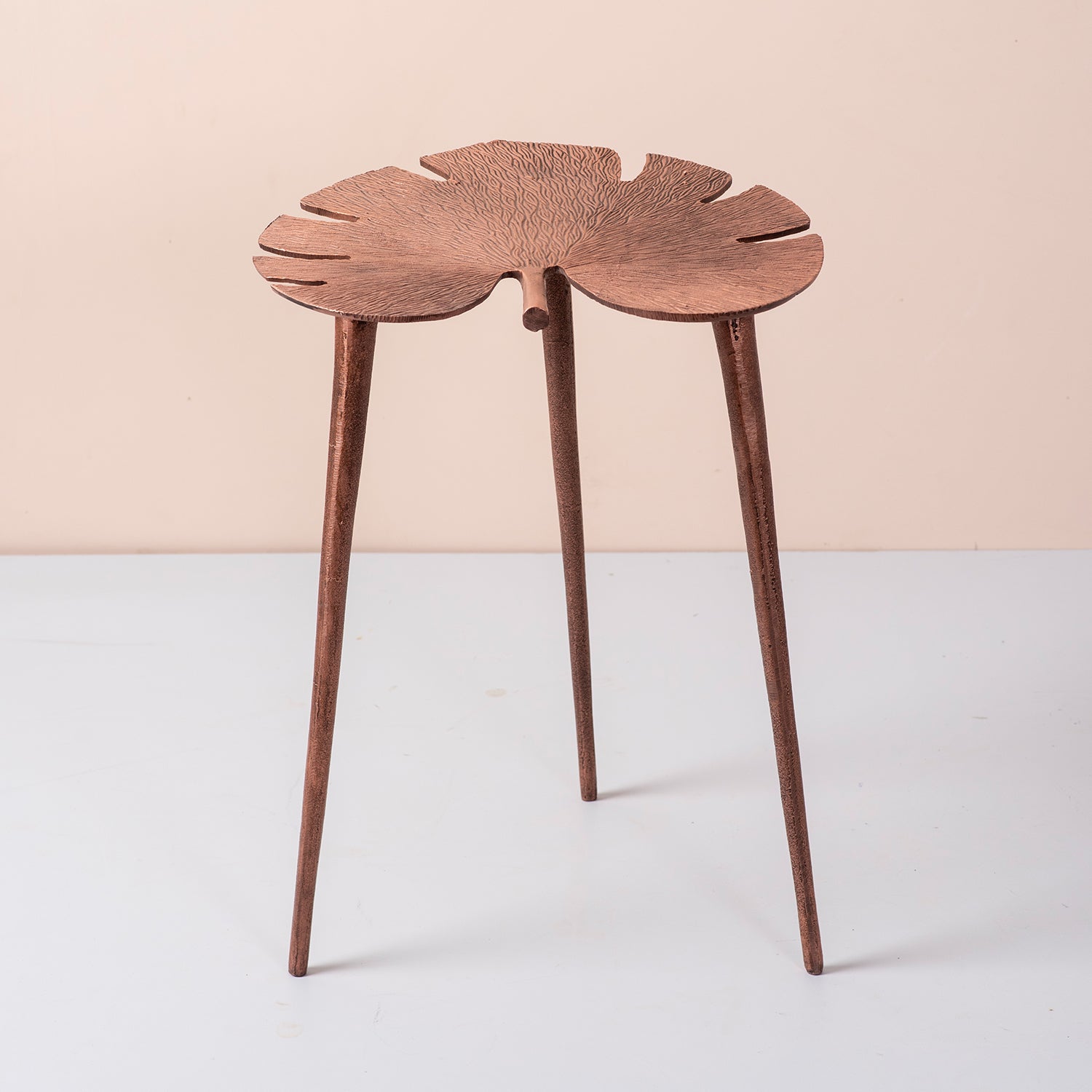 Cosmo Aluminium Leaf End Table in Copper Color