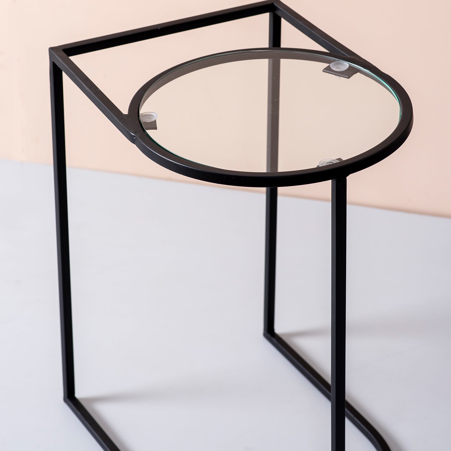 Contemporary Metallic Magazine End Table in Black Color Set of 2