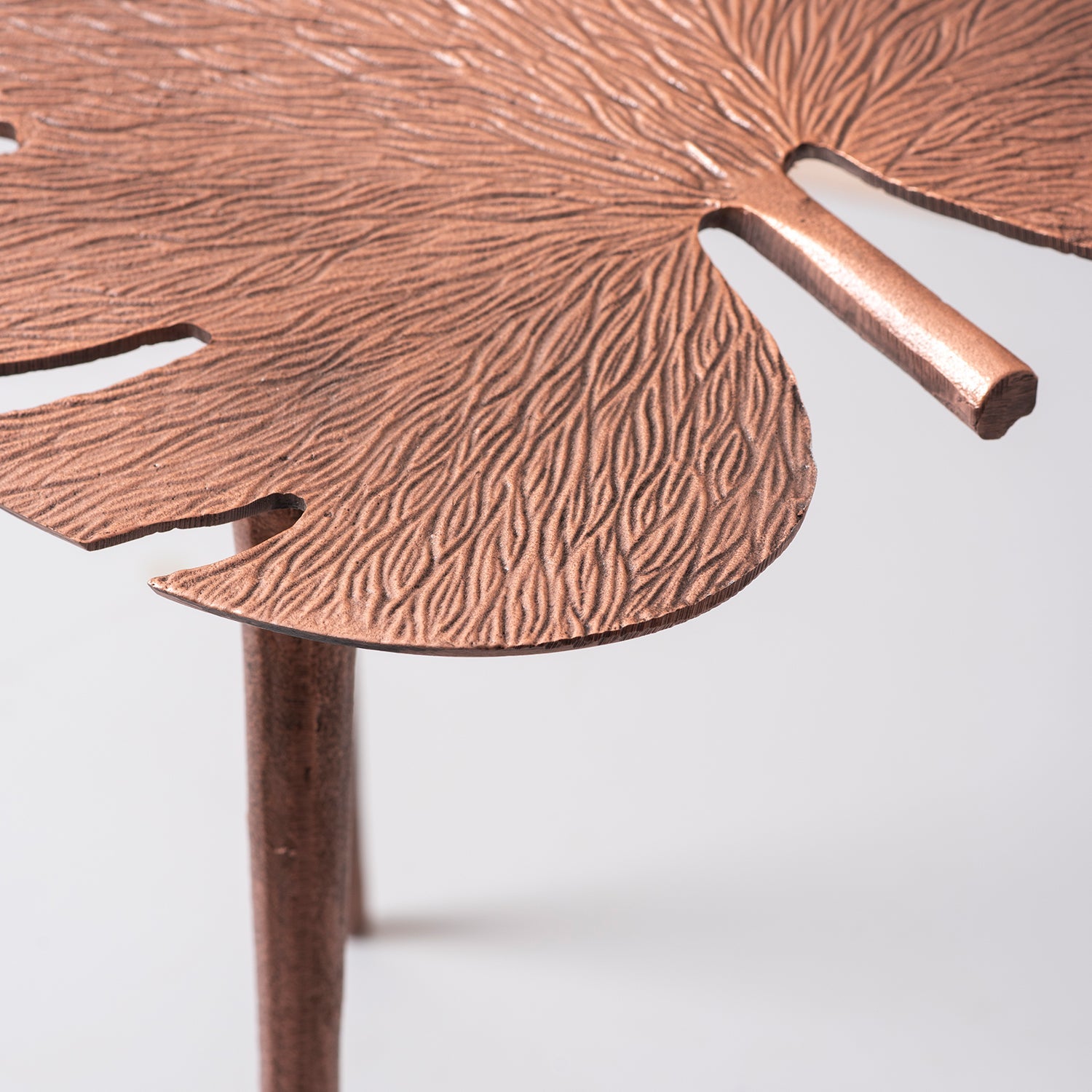 Cosmo Aluminium Leaf End Table in Copper Color