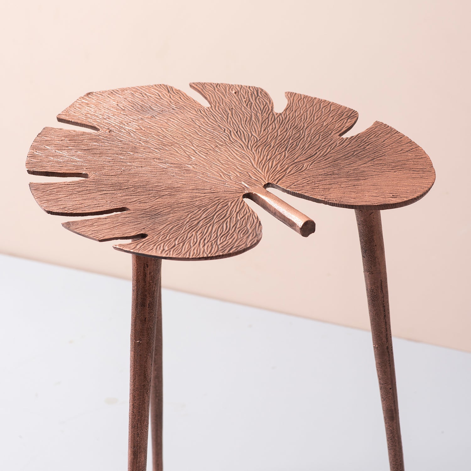 Cosmo Aluminium Leaf End Table in Copper Color
