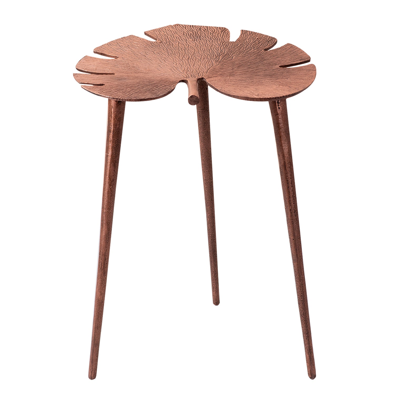 Cosmo Aluminium Leaf End Table in Copper Color