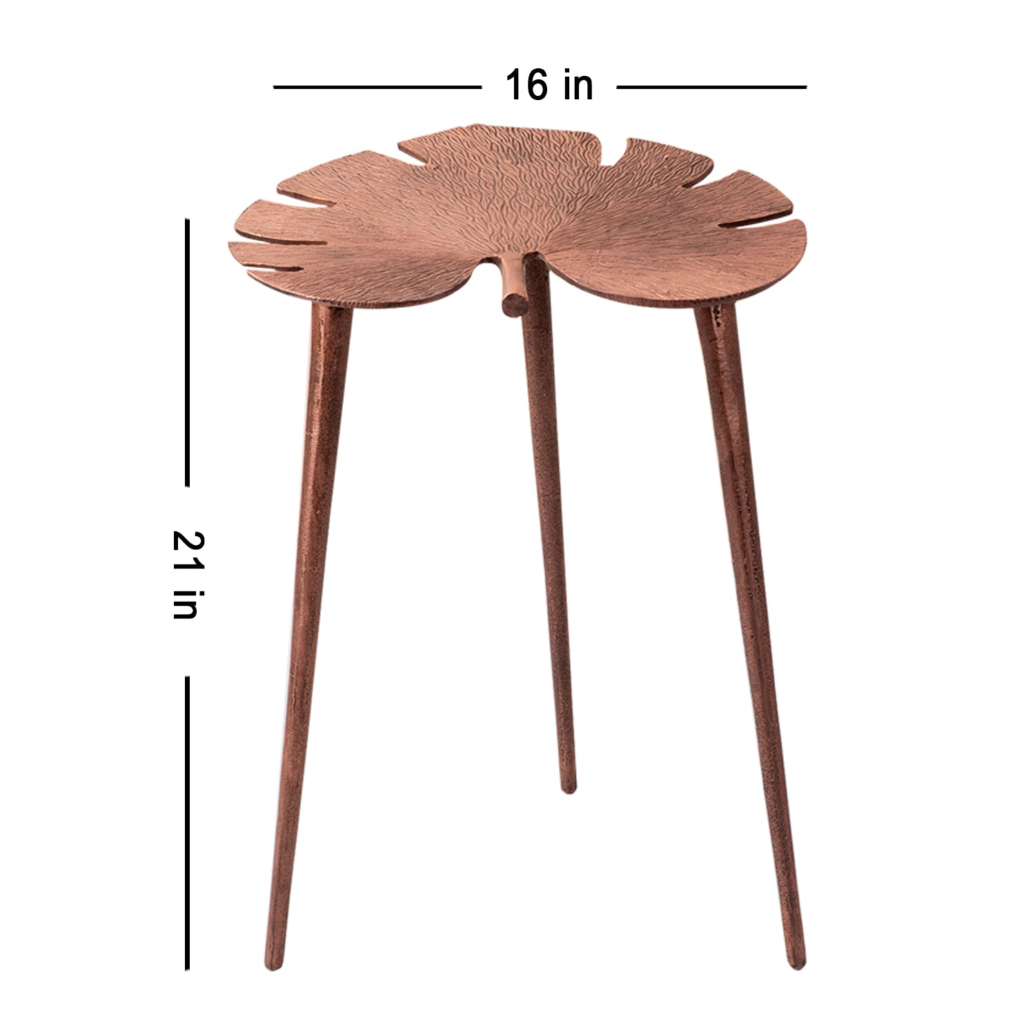 Cosmo Aluminium Leaf End Table in Copper Color