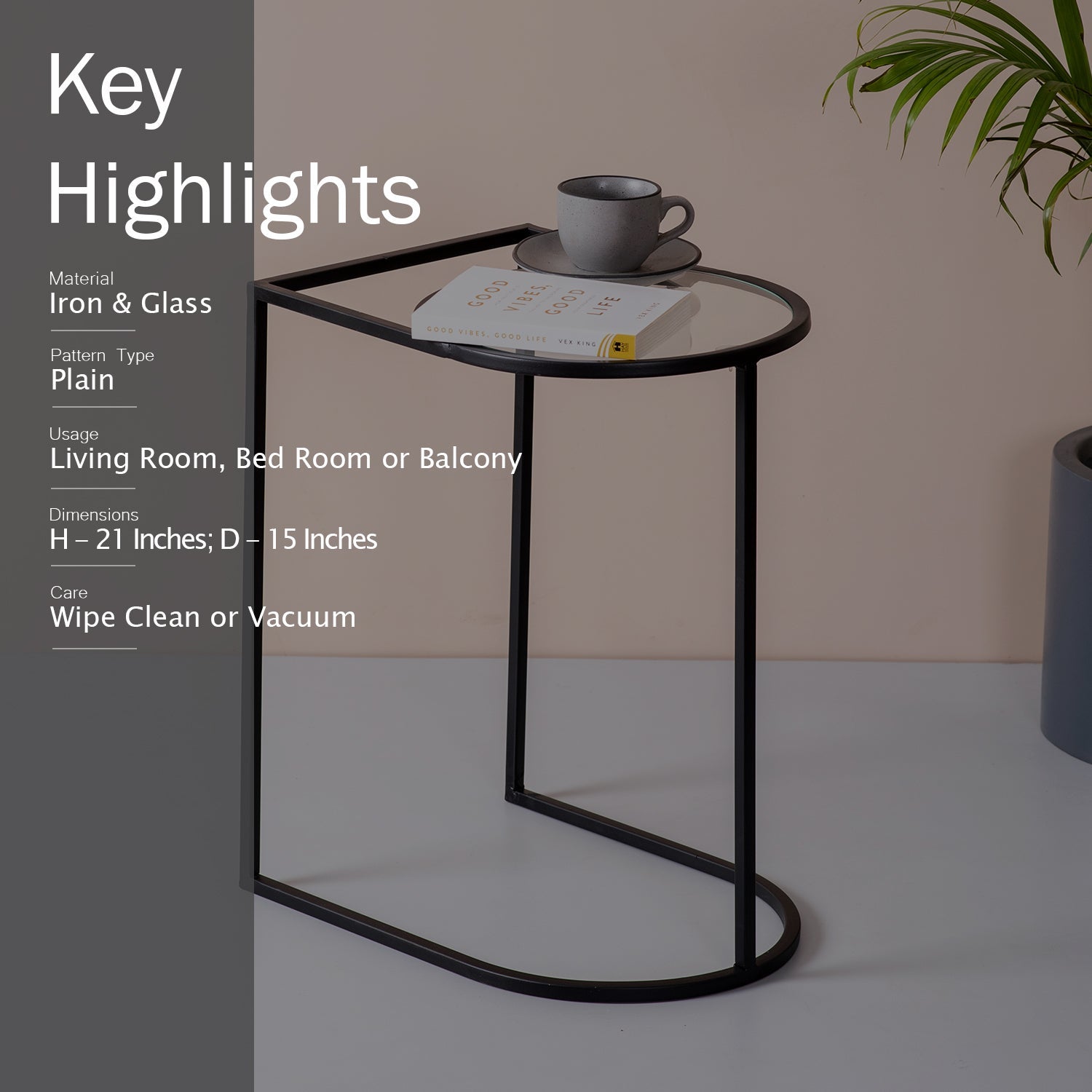 Contemporary Metallic Magazine End Table in Black Color