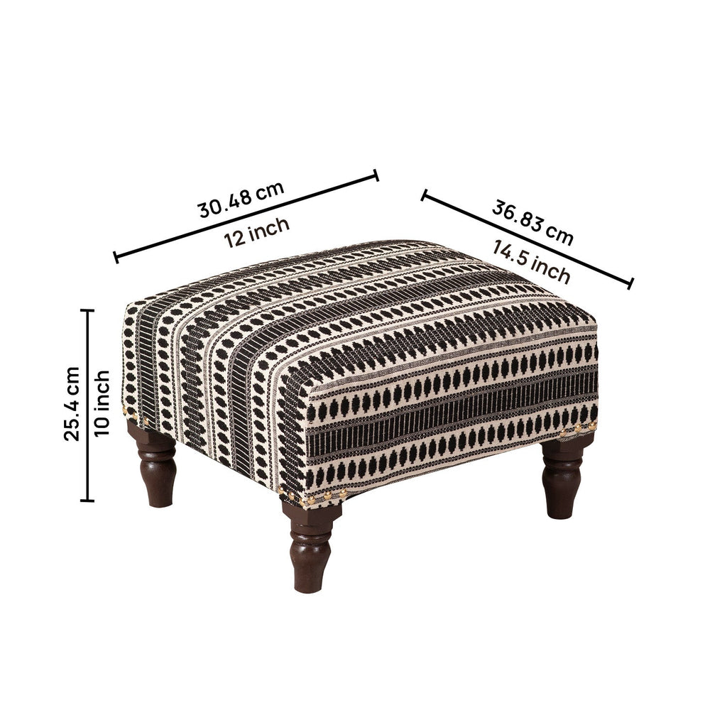 Bohemian Jacquard Wooden Footrests in Black & White Color
