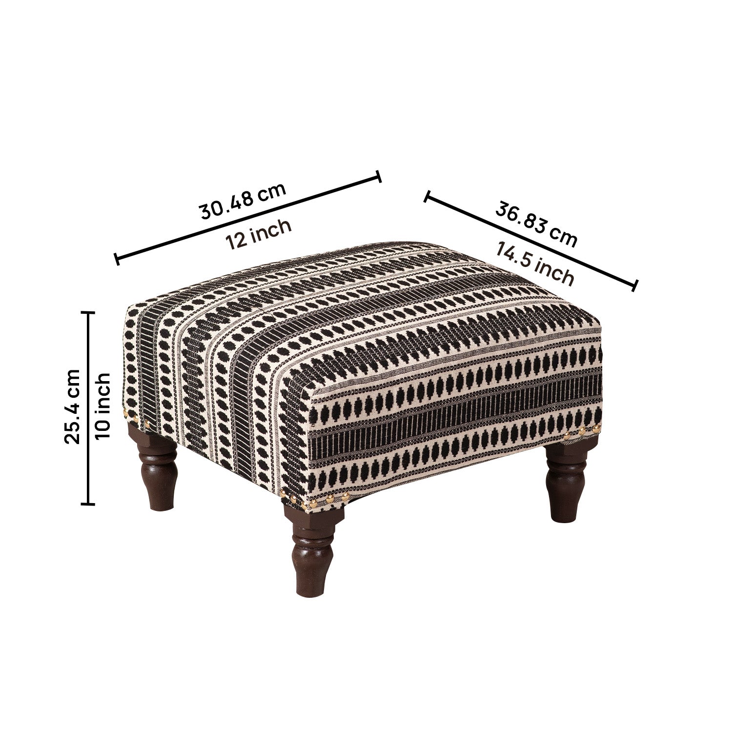 Bohemian Jacquard Wooden Footrests in Black & White Color