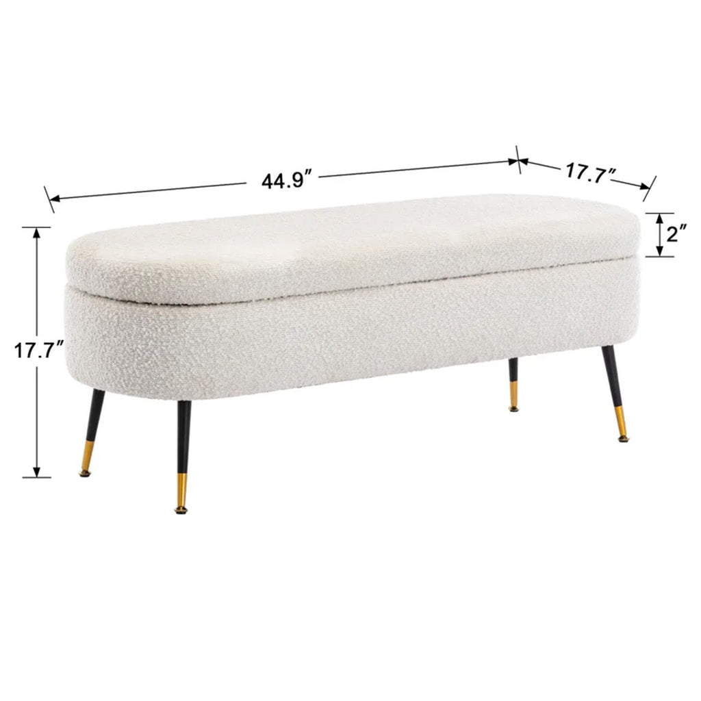 Ivory Escape Ottoman Bench With Storage | Nestroots