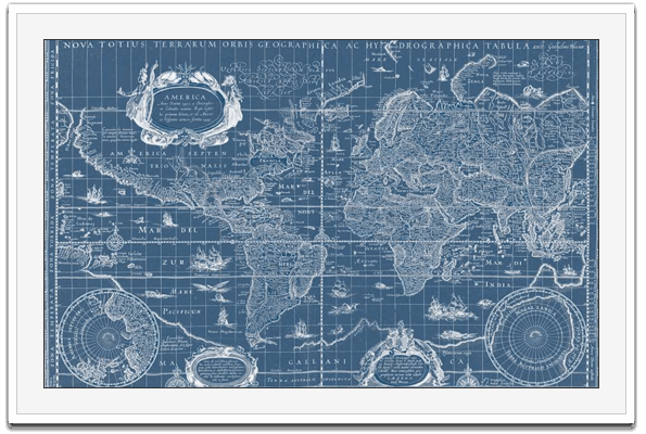 Blue Print World Map