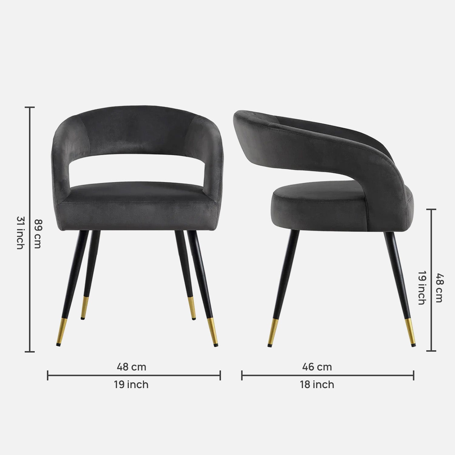 Italian Renaissance Style Chair Velvet Black