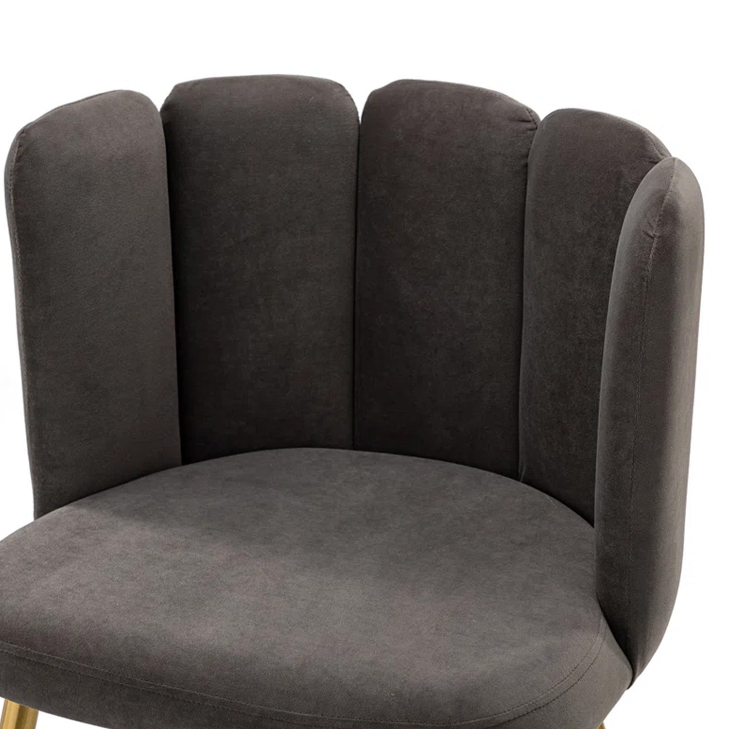 Elegant Velvet Petal Back Chair Grey
