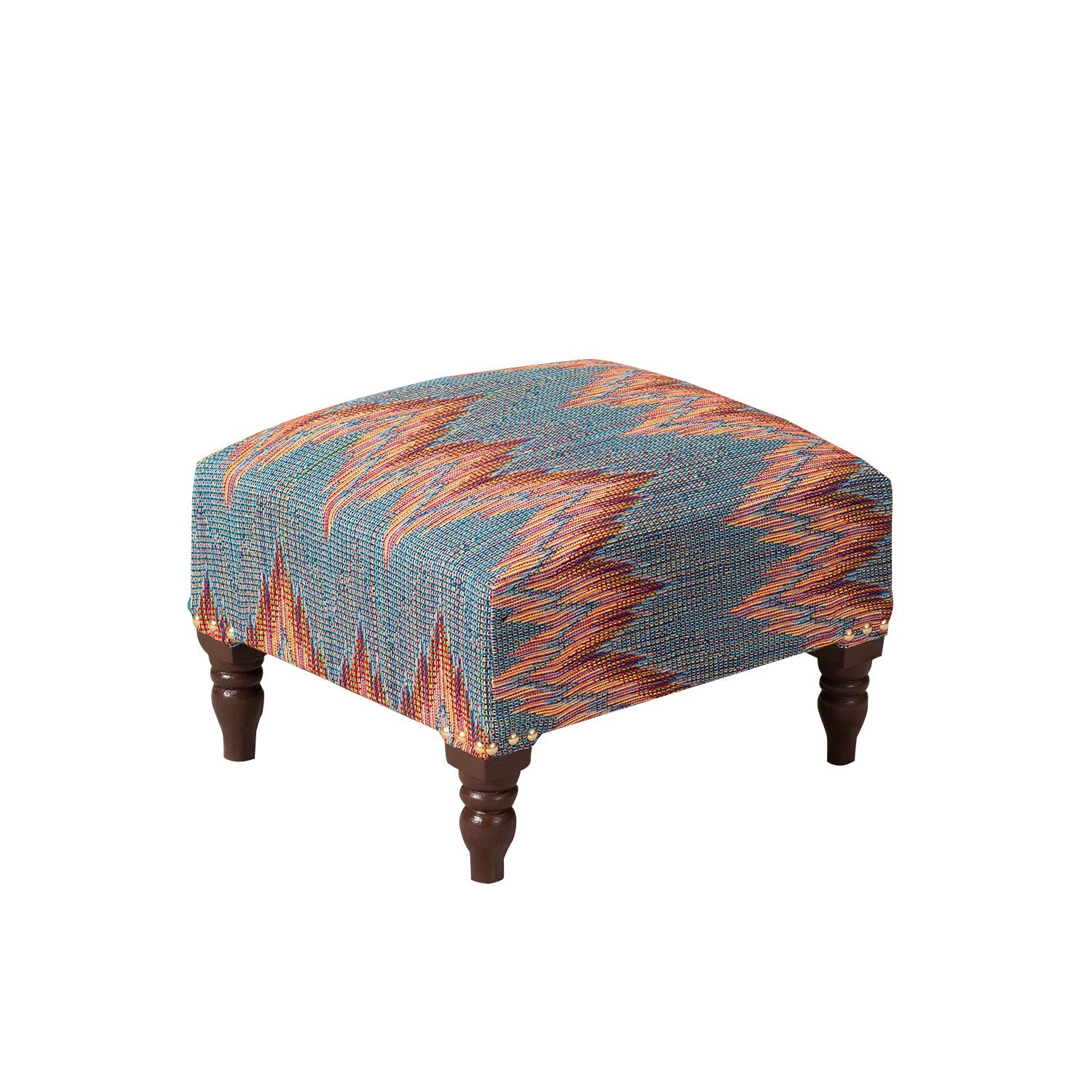 Crest Jacquard Wooden Footrests in Blue Color