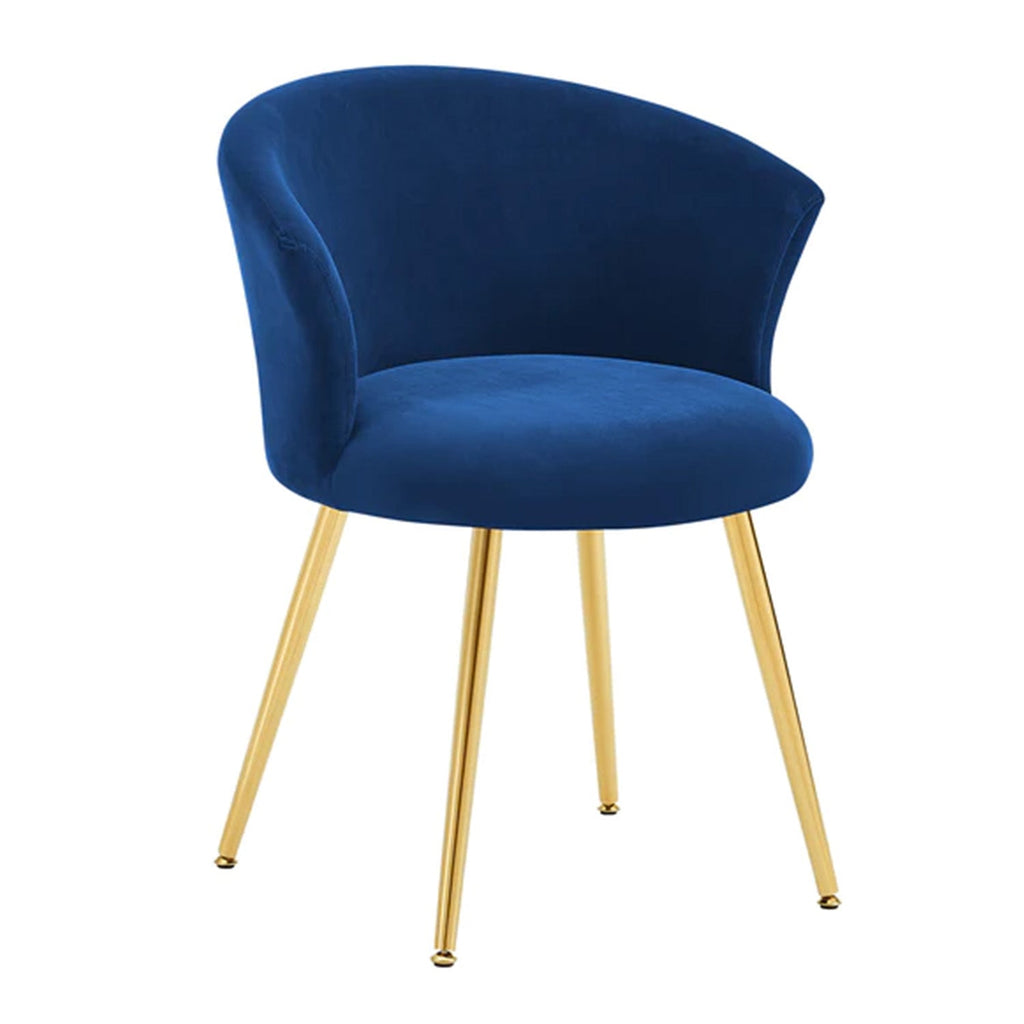 Curvy Back Velvet Chair Blue