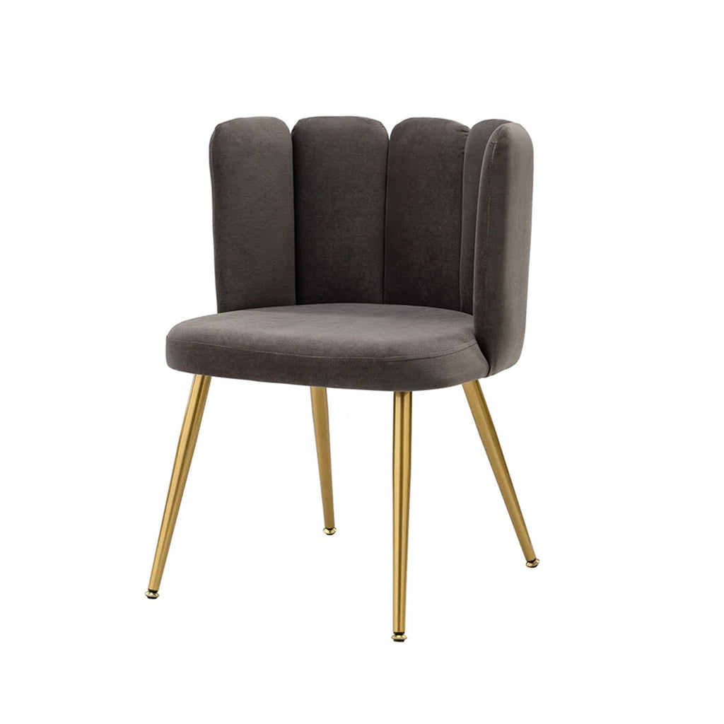 Elegant Velvet Petal Back Chair Grey