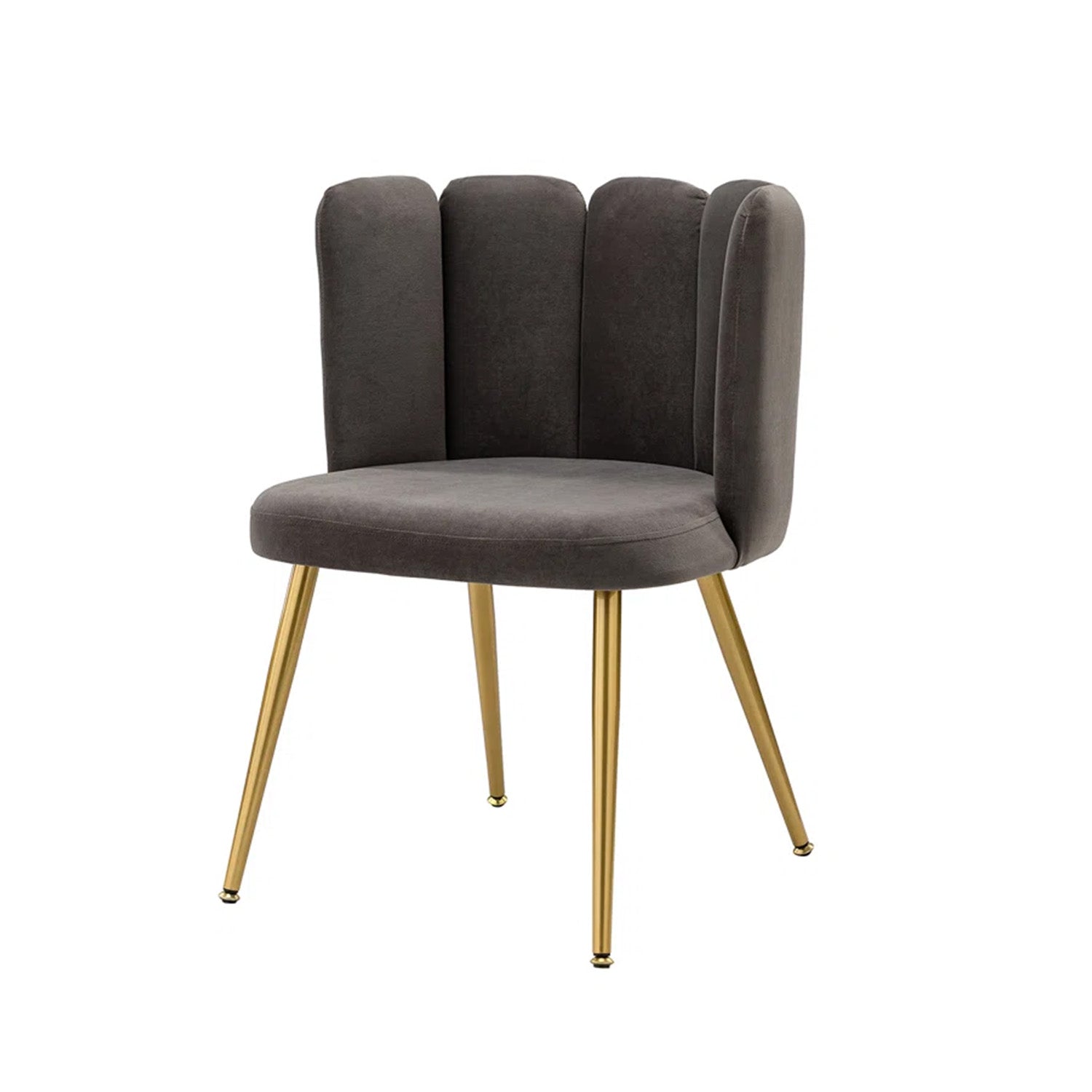 Elegant Velvet Petal Back Chair Grey