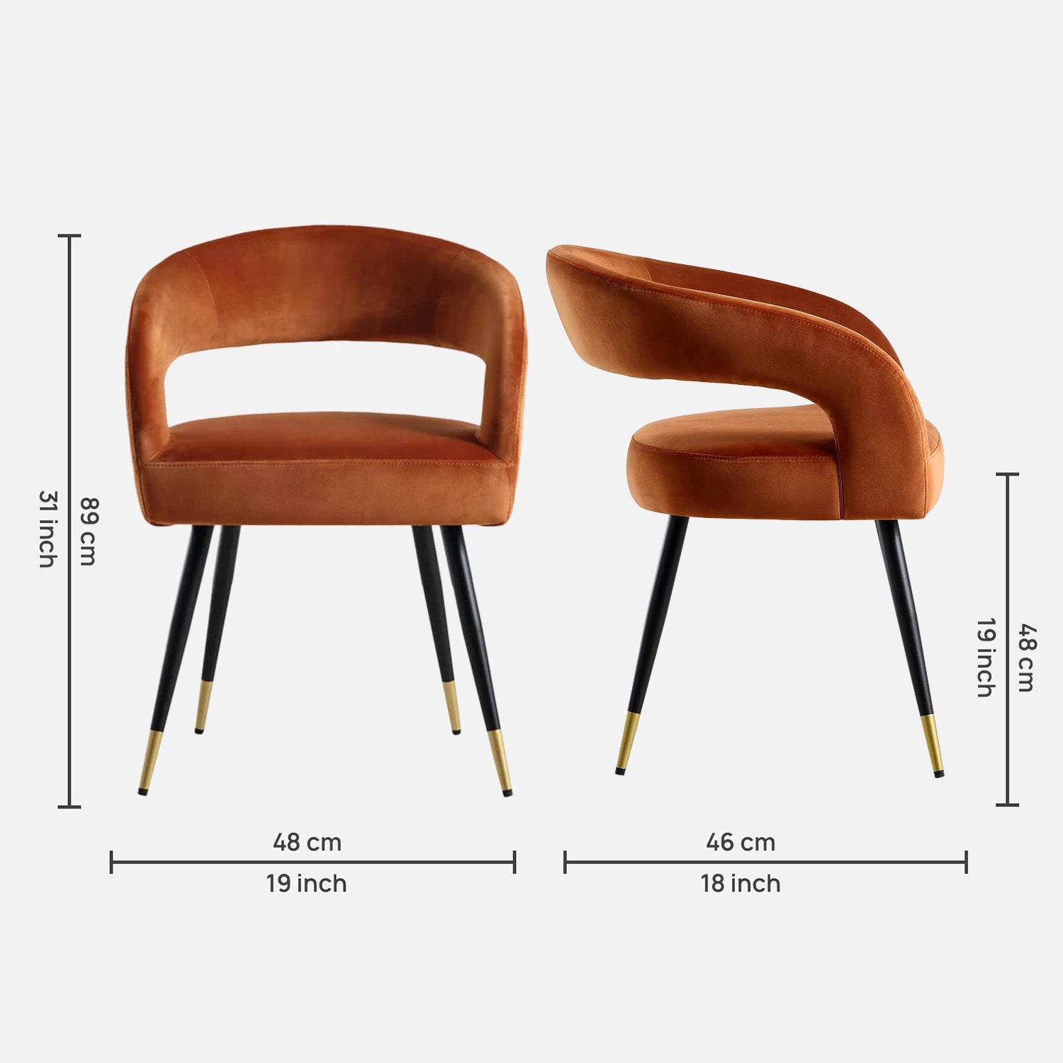 Italian Renaissance Style Chair Velvet Orange