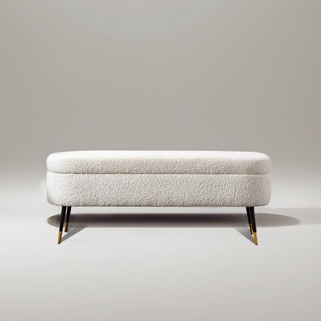 Ivory Escape Ottoman Bench With Storage | Nestroots