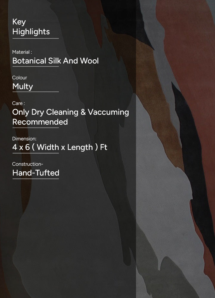 Abstract Stroke Wool Botanical Silk & Wool Carpet