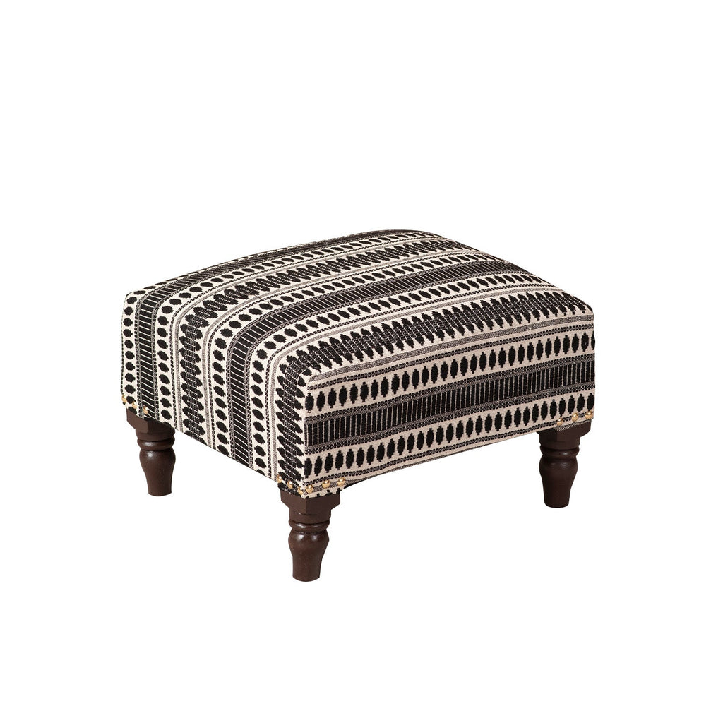 Bohemian Jacquard Wooden Footrests in Black & White Color