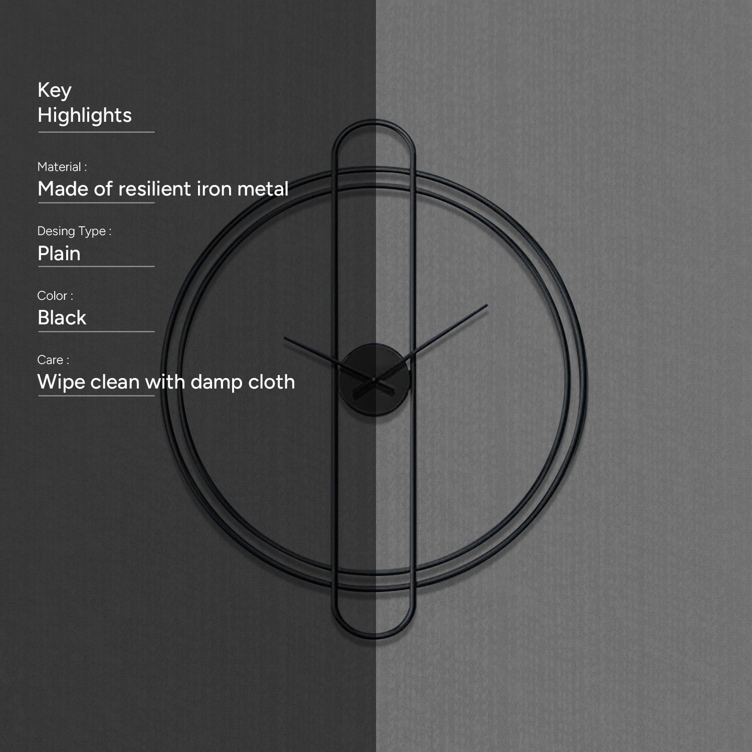 Gunmetal Hour Display Wall Clock